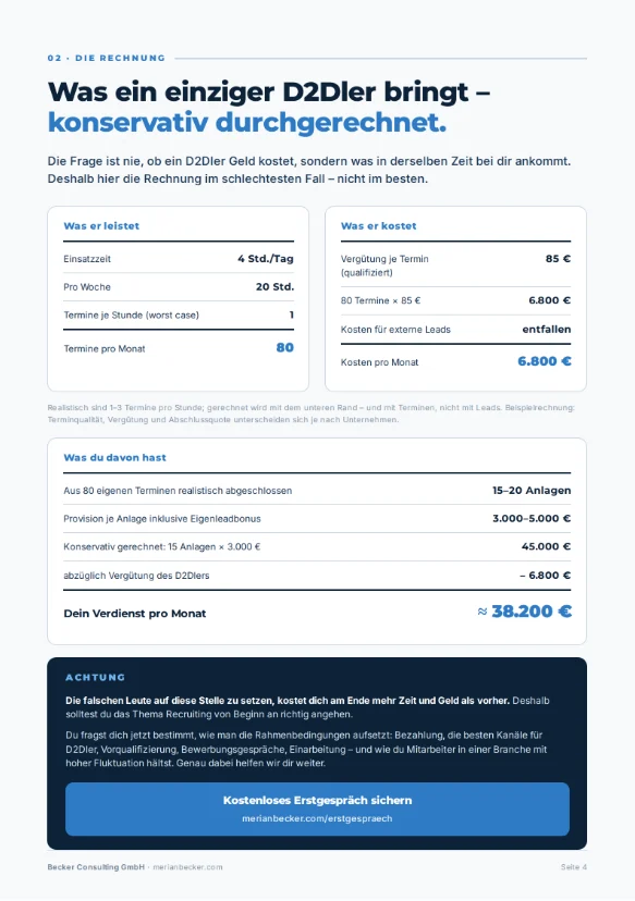Seite 4 des Kits: Die Rechnung, konservativ durchgerechnet